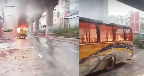 মিরপুরে আলিফ পরিবহনের বাসে গুলি ও অগ্নিসংযোগ